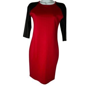 Jonathan Logan Red & Black Raglan Sleeve Dress Medium 95% Poly 5% Spandex Made I